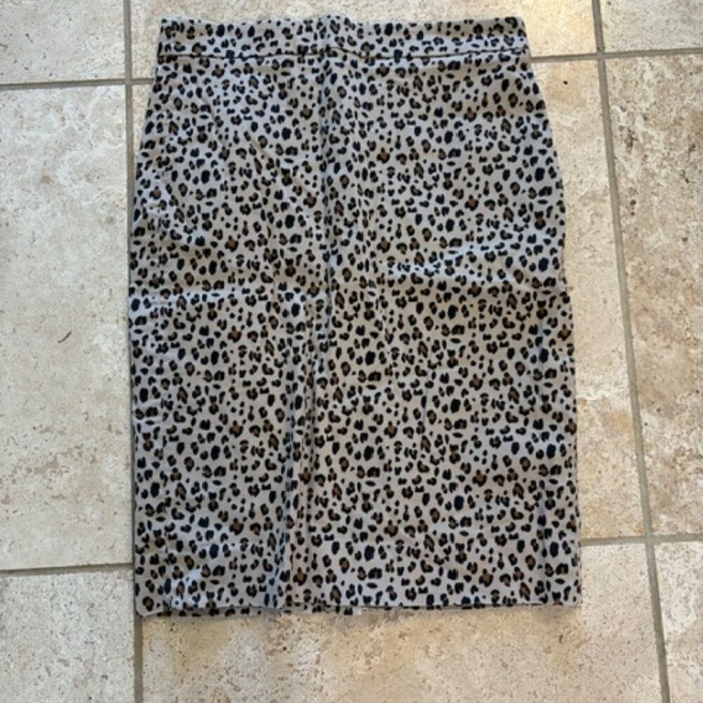 Jcrew Leopard Midi Pencil Skirt